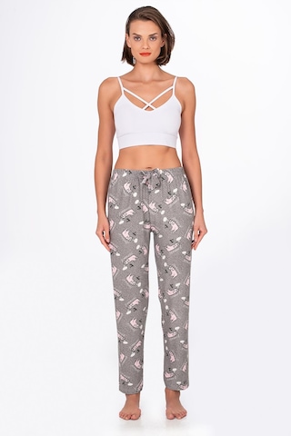 Kompedan Kadın Süet Kedi Desenli Pijama Tek Alt Desen 1