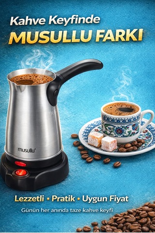 Musullu MSL-CM212 Elektrikli Cezve Çelik Katlanır Kulp