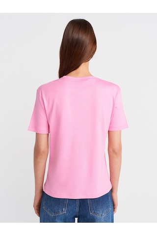Dilvin 31791 Bisiklet Yaka Modal T-shirt-pembe Pembe