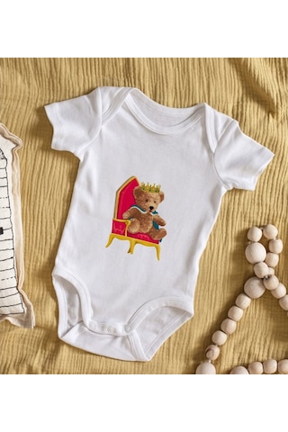 Bitmeyenkartus Bk Kids Kral Tasarımlı Bebek Body Zıbın - Model 1 Çok Renkli