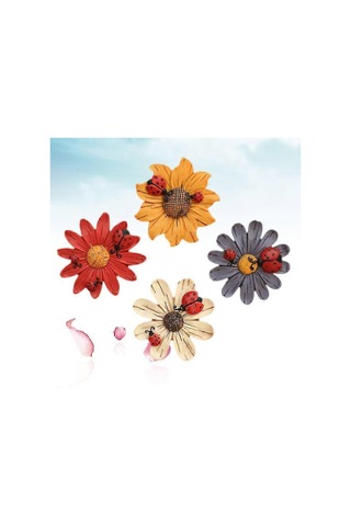 4 Adet Çiçekli Buzdolabı Mıknatısı Buzdolabı Çıkartmaları Güzel Çiçekler Reçine Çıkartmaları Renkli Bahçe Çit Kapı Duvar Çıkartmaları Rastgele Stil Diğer