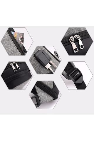 Maoyaya Kulaklık Hattı Deliği Oxford Taşınabilir Gri Tek Omuz Günlük Çantası, Usb Şarjlı Çok Fonksiyonlu Gri