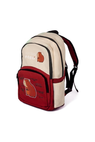 Sincap Baskılı Çocuk Unisex Krem Kırmızı Sırt Çantası Pwcnt015 Krem Kırmızı