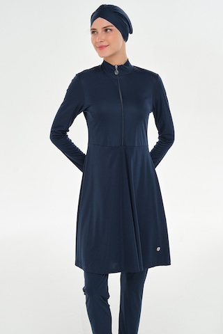 Likralı Tam Kapalı Uzun Tesettür Mayo 3128 Koyu Lacivert05 Koyu Lacivert