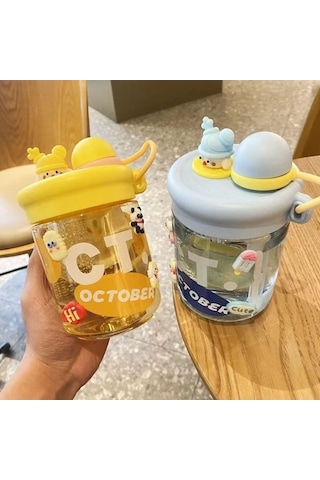 Pazly Çaysız Isısı Olan Büyük Kapasiteli Plastik Çiftçi Pipet Bardağı Sarı Sarı