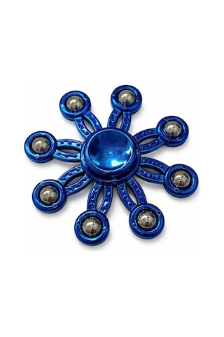Metal Stres Çarkı Mavi 4 Farklı Desen Fidget Spinner Stres Atıcı Ve Rahatlatıcı Stres Çarkı
