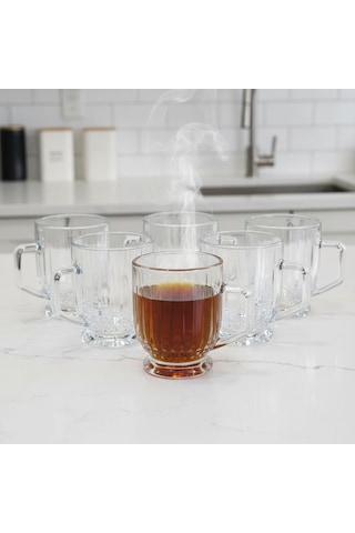 Elysia Desen 6 Kişilik Cam Çay-kahve Takımı - 6 X 160 Ml. Şeffaf