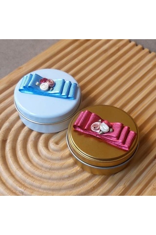 Uretti - Ayşe 7362 1459 El Yapımı 2'li Çikolata Ve Vanilya Kokulu Metal Kutuda Mum - 3 X 7 Cm Beyaz