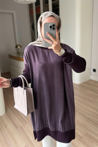 Kahijab İpek Cupra Merserize Tunik - Mürdüm