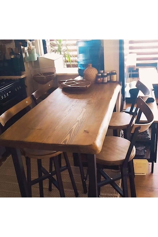 Asya Craft Doğal Ahşap Bar Masası Seti