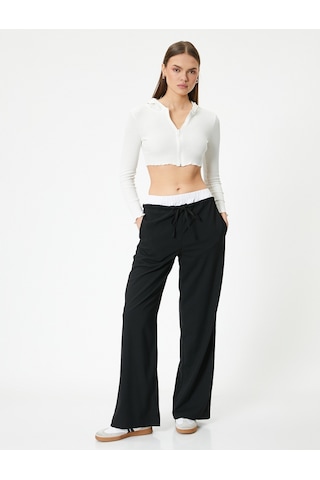 Koton Crop Kapüşonlu Fermuarlı Hırka Uzun Kollu Slim Fit Ekru 5wal90001ık Ekru