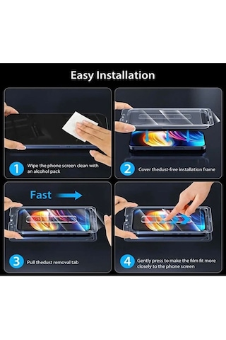 Apple İphone 16 Pro Uyumlu Ekran Koruyucu Tam Kaplayan Cam Darbe Emici Esd Anti Statik