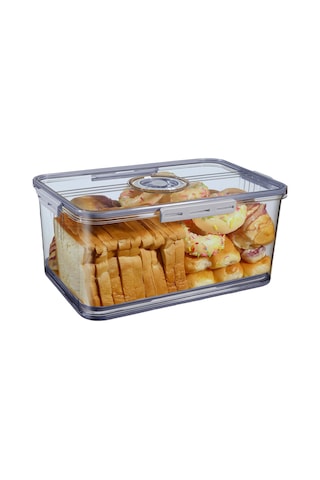 Monyee Besin Dereceli Pet Eşya Saklama Kutusu, Ayarlanabilir Hava Valfi Ve Zamanlayıcı İle Taze Tutucu, Soğutucuda Kullanılabilir 30.5x15.5x15.5 Cm Gri Ekmek Kutusu Gri