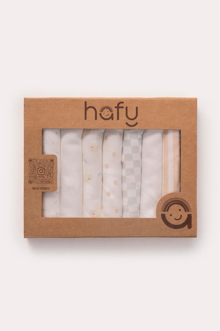 Hafy Baby Doğal Pamuk, Yedili Müslin Bebek Mendili Tarçın Nokta 7'li Set