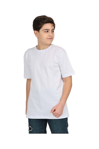 Erdem Kıds Erkek Çocuk Beyaz Düz Baskısız Kısa Kol Basic Casual-okul T-shirt Beyaz Beyaz