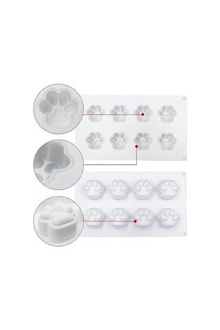 Kendin Yap Hayvan Pençesi Şeklinde Mum Yapıştırıcı Kek Jöle Puding Silikon Kalıp, Özellikler: 8 Kedi Pençesi Çok Renkli
