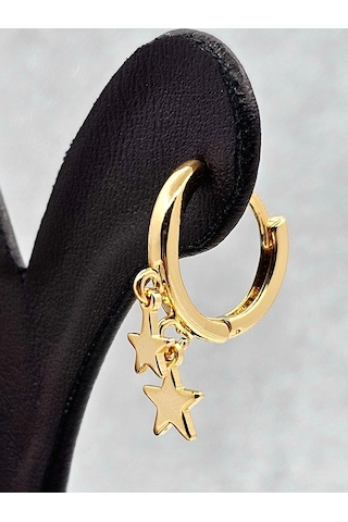 Xuping Yıldız Model Gold Renk Çelik Küpe Altın