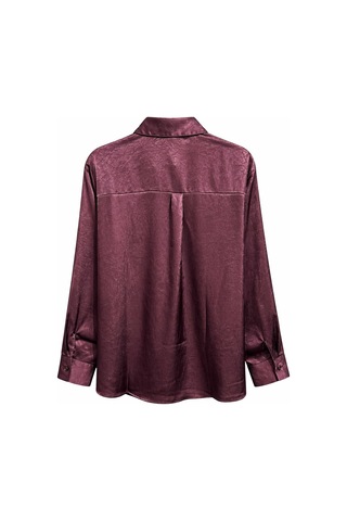 Mixray 4815 Kadın Saten Kraş Gömlek Bordo