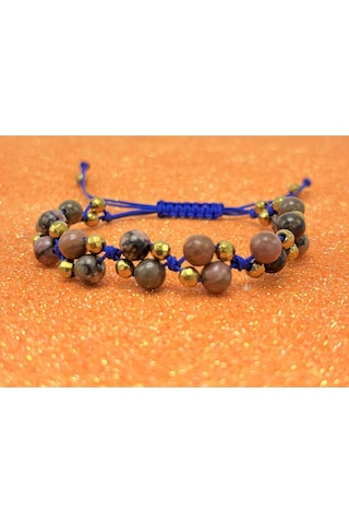 Yıldız Doğal Taş 6mm Ipli Rodanit Ayarlanabilir Ölçü Doğal Taş Bileklik Kahverengi