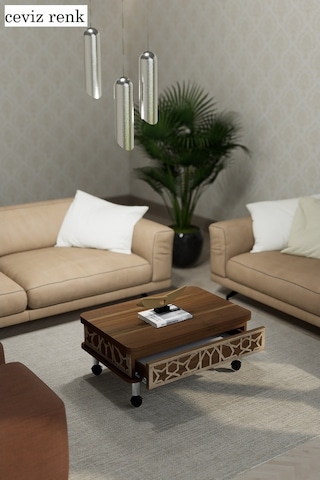 Lisa Desenli Akıllı Sehpa Tekerli Çekmeceli, Sihirli Sehpa