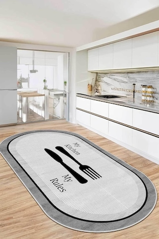 Decomia Home Dijital Yıkanabilir Kaymaz Taban Kitchen Mutfak Halısı Mutfak Dekorasyon,siyah 80 X 300