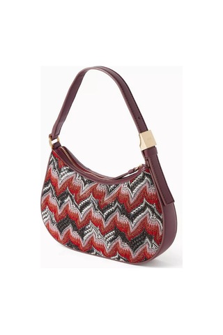 Missoni Mıssonı Lurex Örgü Mini Hobo Çanta, Italyan Zarafeti, Ikonik Zigzag Desen El Çantası Kırmızı