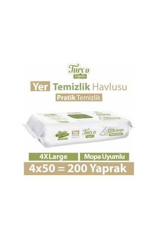 Baby Turco Doğadan Yer Temizlik Havlusu Yeşil Sabun 4 x 50'li