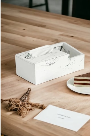 Betonmall Masaüstü Beton Organizer Peçetelik Mermer Desenli