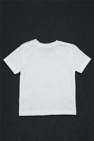 Kız Çocuk Beyaz Monna Rosa Esneyen Ayıcık Detaylı Yazlık Tişört Beyaz