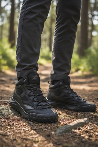 Siyah Bağcıklı Kaymaz Taban Erkek Outdoor Ayakkabı Mün 2025 M Siyah