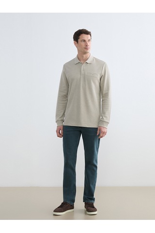 Lcwaıkıkı Classic Bej Polo Yaka Erkek Sweatshirt