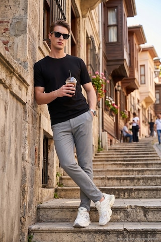 Buratti Slim Fit Dar Paça Bağlamalı Pantolon Erkek Pantolon 6843657 Gri