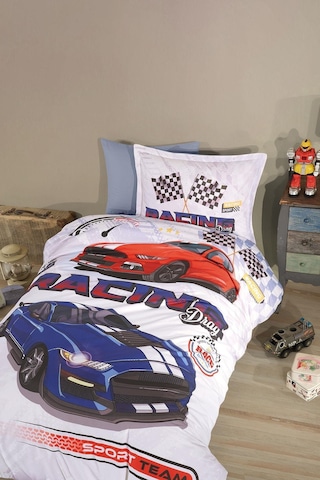 Clasy Ranforce Tek Kişilik Nevresim Takımı Racin Drag V1 Mavi Çok Renkli