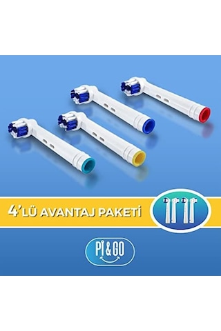 Pi&go Oral B Şarjlı Diş Fırçası Uyumlu Yedek Başlık - Elektrikli Diş Fırçası Yedek Başlığı, 4 Adet