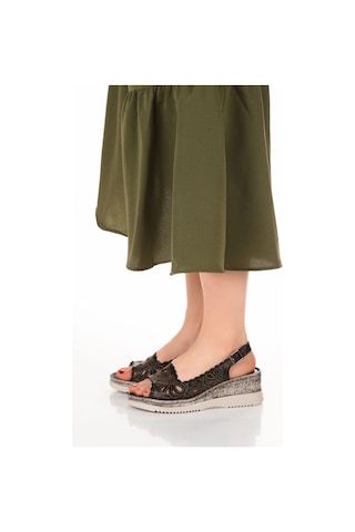 İç Dış Hakiki Deri Hafif Taban Günlük Siyah Kadın Sandalet Siyah