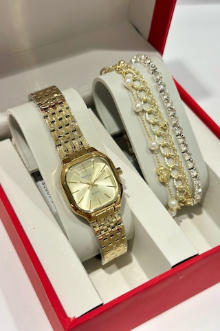 Çelik Kordon Su Geçirmez Garantili Kadın Kol Saati Gold 60762692