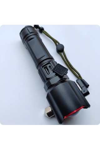 Gold Orion Full Metal Tasarım Çakarlı Zomlu 26650 8800mah Li-ion Bataryaya Sahip El Feneri Siyah