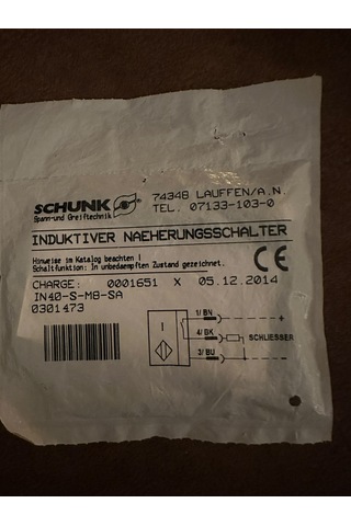 Schunk In40-s-m8-sa 07133-03-0 Endüktif Yaklaşım Sensörü 0301473