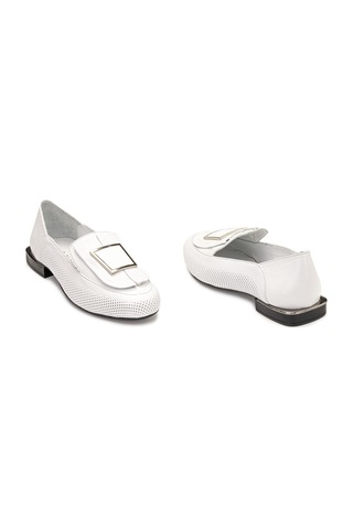 Kadın Hakiki Deri Günlük Klasik Loafer - Babet Ayakkabı Beyaz