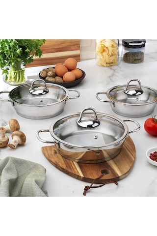 Schafer Eva Çelik Sahan Seti 6 Parça-ınox Kırmızı