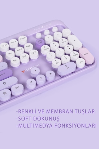 Twotech SMK-640M Renkli Tuşlu Kablosuz Türkçe Q Klavye Mouse Set