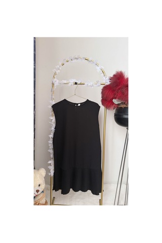 Unika Boutique Kadın Kolsuz Tesettür Siyah Piliseli Kadın İçlik Tunik