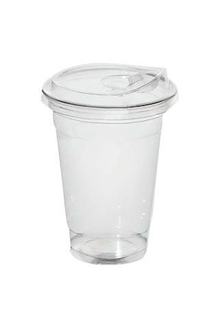 400 Cc Plastik Pet Limonata Milkshake Bardağı 50 Adet Klips Kapaklı