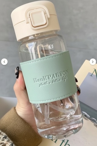 500 Ml Pipetli Plastik Suluk- Deri Kaplamalı-taşınabilir-sızdırmaz-öğrenciler Uygun Yeşil