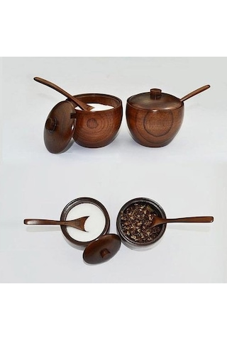 Westworld Ahşap Ve Seramik Şekerlik Biber Kavanozu - Modern Ev Dekoru