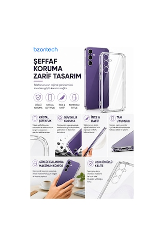 Samsung Galaxy S23 Fe Uyumlu Kılıf Şeffaf Kamera Korumalı 3d