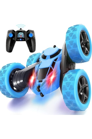 Mj Toys Uzaktan Kumandalı 360 Şarjlı Çift Yönlü Akrobat Araba Akrobat Araba Çılgın Stunt Rc Araba Mavi