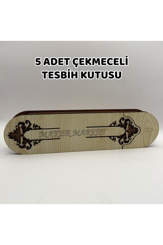 5 Adet Çekmeceli Tesbih Kutusu - Akasya Model-742 04