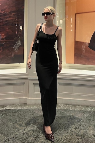 Madmext Siyah Uzun Asklı Basic Elbise Mg1852-siyah Siyah