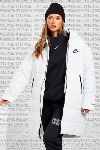 Nike Therma Fit Repel Synthetic Fill Parka Kadın Uzun Midi Kapüşonlu Mont Beyaz